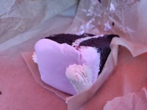 Lavender chocolate cake at Pattycake Bakery in Columbus