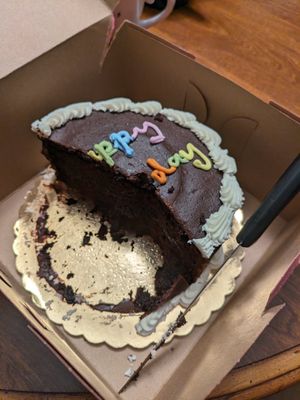 Chocolate cake at Pattycake Bakery in Columbus