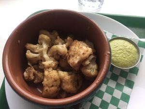 Caulipower bites with harissa sauce   at Dar Nabati in Oakville