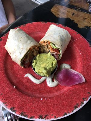 Buffalo Cauliflower Wrap at Moku Roots in Kula