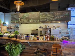 Counter and Chalkboard  at Moku Roots in Kula