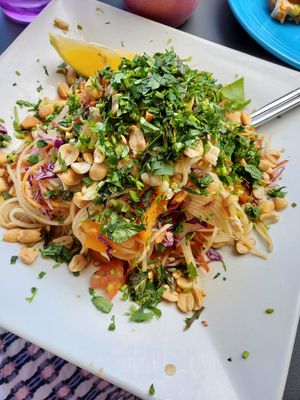Green Papaya Salad - So fresh, filling and delicious! at Moku Roots in Kula