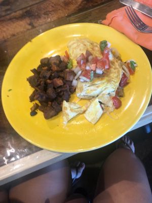 Vegetarian omelette  at Moku Roots in Kula