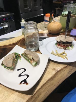 Bahn mi and burger special on homemade ulu bread at Moku Roots in Kula