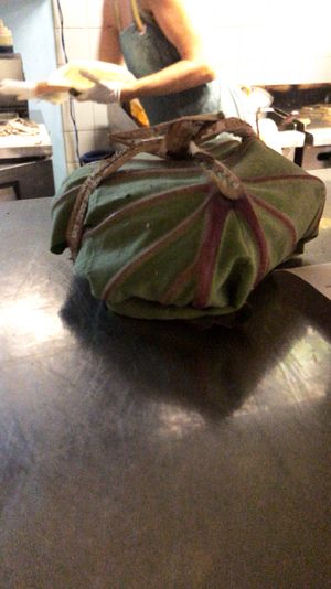 Taro leaf-wrapped food-to-go at Moku Roots in Kula