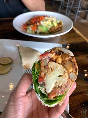 Sooooo Good!! Buffalo cauliflower wrap at Moku Roots in Kula