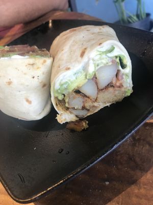 Taro Root Sausage Burrito at Moku Roots in Kula