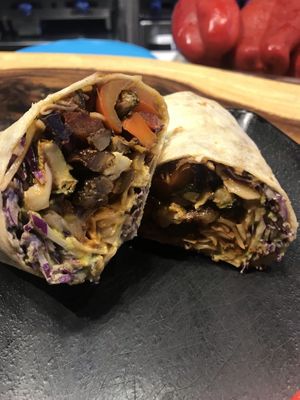 Vegan burrito  at Moku Roots in Kula