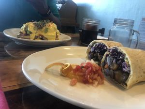 Benedict and wrap at Moku Roots in Kula