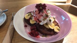 Vegan pumpkin pancakes at Inlakesh Living Foods in Macquarie Park