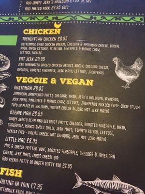 Veggie and Vegan menu May 2019 at Fat Cow in Torquay