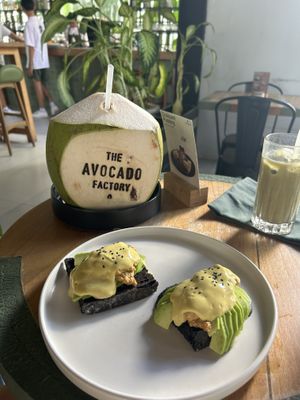 Scrambled tofu avocado toastt  at The Avocado Factory in Canggu