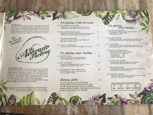 Menu  at The Avocado Factory in Canggu