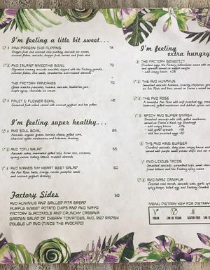 Close up of menu  at The Avocado Factory in Canggu