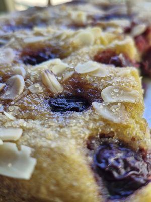 Cherry & Almond Polenta Cake at FarrinHeight Foods in Market Harborough
