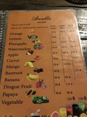 Menu 1 at Anutta in Koh Phangan