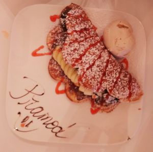 Delicious banana strawberry waffle at Waffelicious in Eindhoven