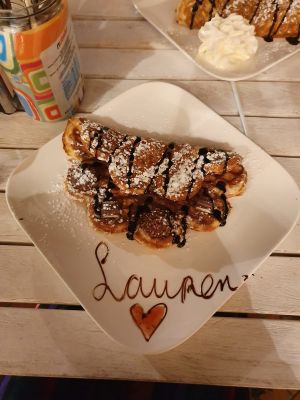 Ferrero Rocher and Kinder Bueno Nutella waffle. at Waffelicious in Eindhoven