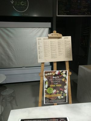 Menu at Ega Juice Clinic in Central Singapore