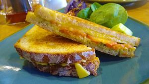 Vegan cheese, tomato & pesto toasty at Number Forty Four in Kirkby Lonsdale