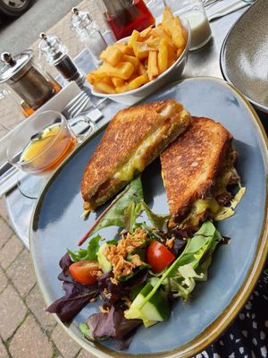 Cheese, tomato and pesto sourdough toastie at Number Forty Four in Kirkby Lonsdale