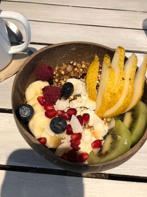 Yummy granola bowl. at Flows in Paris