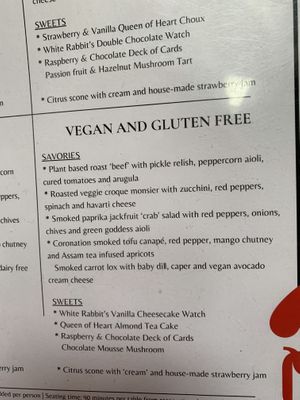 Menu   at Neverland Tea Salon in Vancouver