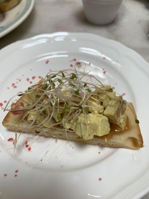 Vegan tofu savory treat  at Neverland Tea Salon in Vancouver