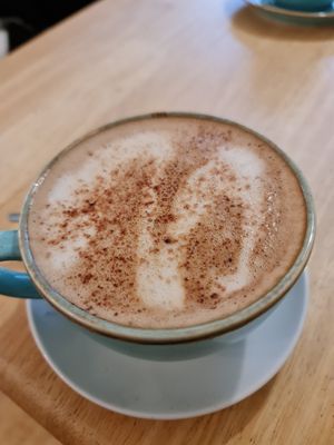 Oat cappuccino at The Garden Cafe and Takeaway in Kendal
