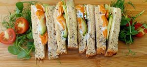 Valmon cream "cheese" and cucumber platter at The Garden Cafe and Takeaway in Kendal