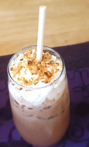 Iced coconut latte at The Garden Cafe and Takeaway in Kendal
