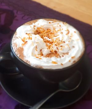 Coconut hot chocolate at The Garden Cafe and Takeaway in Kendal