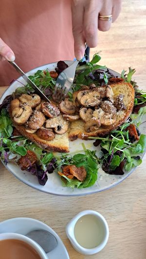 Fresh mushrooms on toast at The Garden Cafe and Takeaway in Kendal