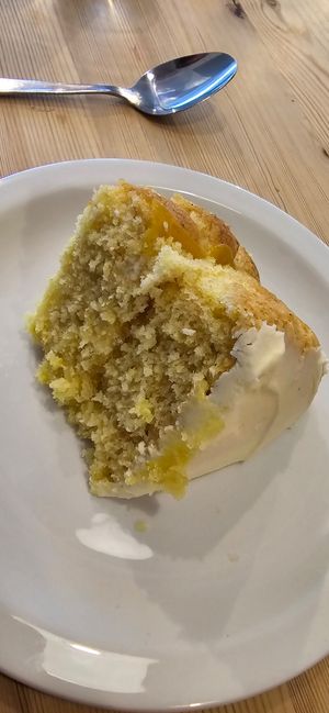 Lemon cake at The Garden Cafe and Takeaway in Kendal