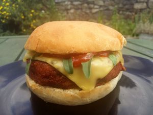 Naturli cheeseburger at The Garden Cafe and Takeaway in Kendal