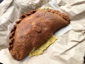 Cheese & Onion Pasty at The Cornish Vegan Pasty Company in Truro