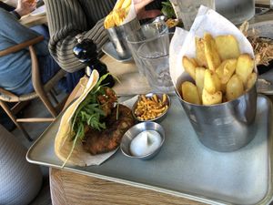pita burger that was really good  at The Herringbone in North Berwick