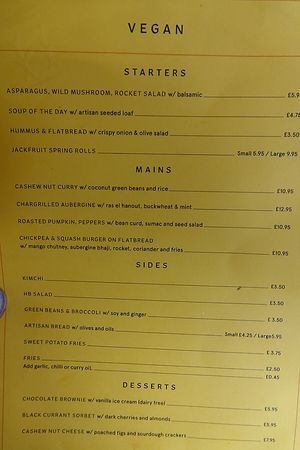 Vegan menu. at The Herringbone in North Berwick