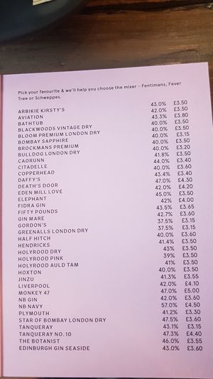 Gin at The Herringbone in North Berwick