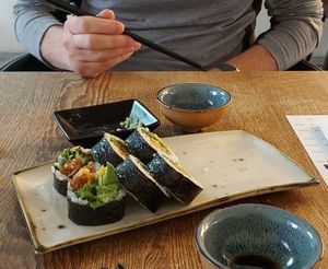 Part if the sushi set meal with 4 courses....delicious and very filling! at Ka Vegan Udon & Sushi in Krakow
