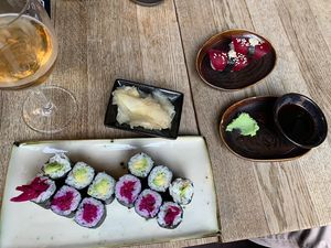 Sushi avocado and beetroot  at Ka Vegan Udon & Sushi in Krakow