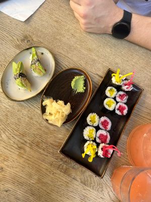 Pomegranate lemonade. Sharer sushi  at Ka Vegan Udon & Sushi in Krakow