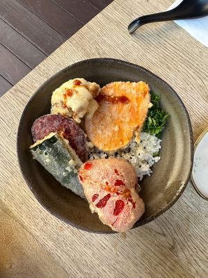 Rice dish (tempura veg) at Ka Vegan Udon & Sushi in Krakow