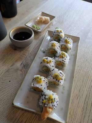 Sushi with passion fruit at Ka Vegan Udon & Sushi in Krakow