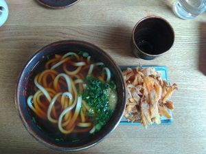 udon with veggie tempura nest at Ka Vegan Udon & Sushi in Krakow
