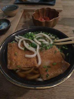 Udon soup with tofu skins at Ka Vegan Udon & Sushi in Krakow
