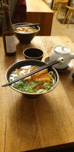 Udon with sweet tofu skin at Ka Vegan Udon & Sushi in Krakow