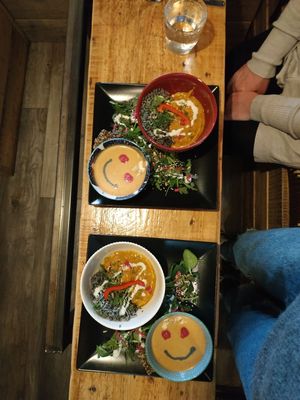 Lunch for two with a raw dessert and tea for about 21 euro at Nirvana in Riga