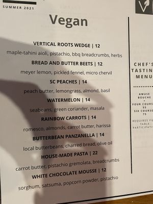 Menu in July 2021 at Sorghum & Salt in Charleston