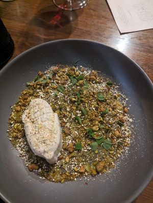 White chocolate mousse at Sorghum & Salt in Charleston